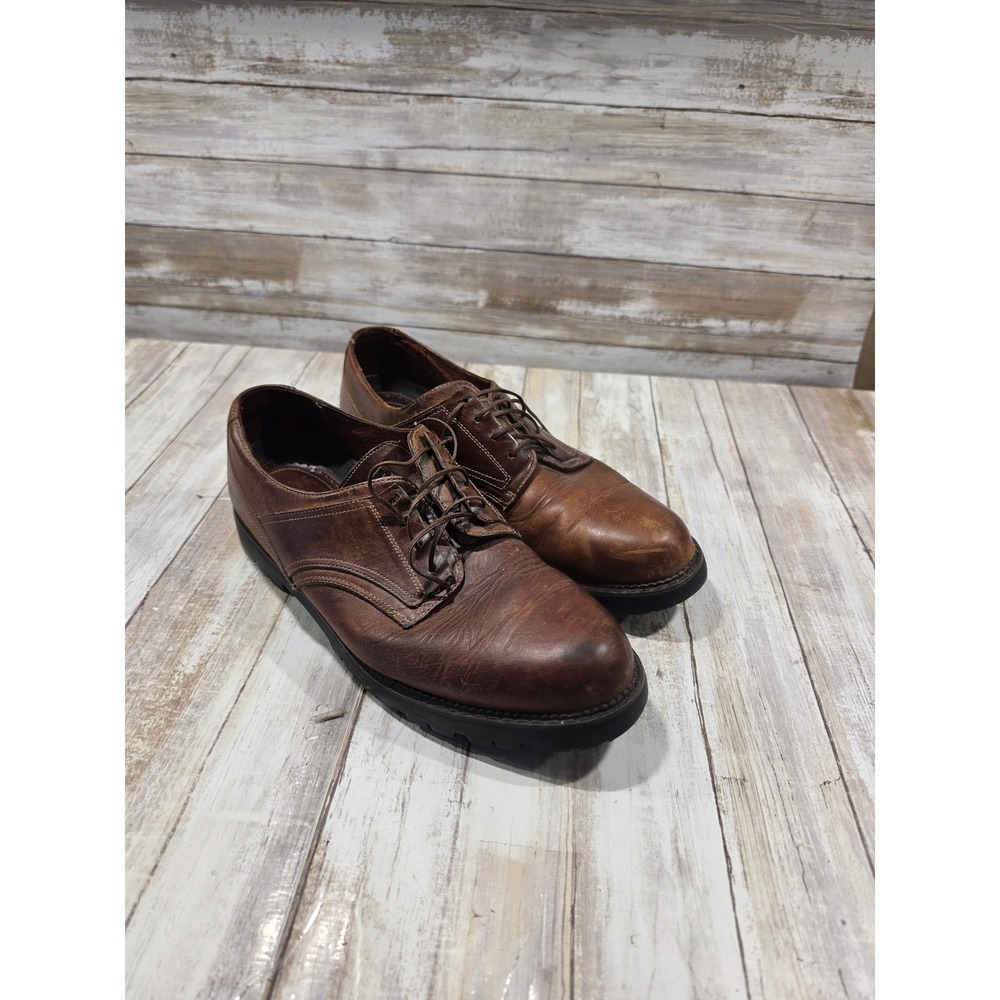 Frye Mens Brown Leather Lug Sole Derby Shoes Lace Up Oxford Rutland Brown 12